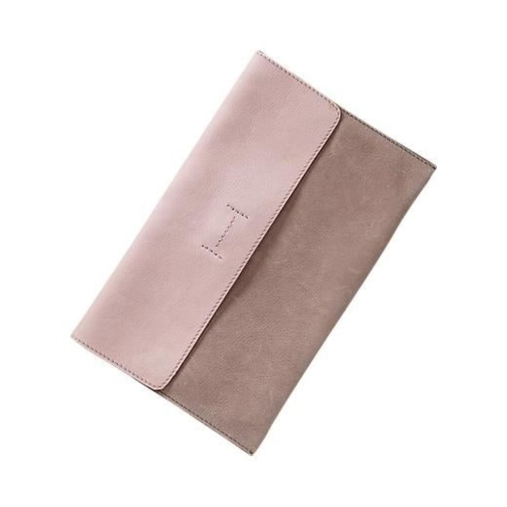 Two-Tone Gap Suede Leather Clutch Bag